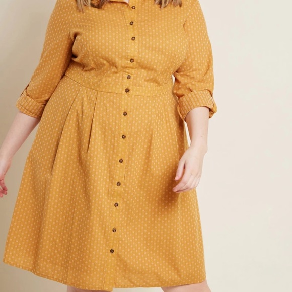 ModCloth Mustard Shirt Dress Size 2 - Picture 13 of 15